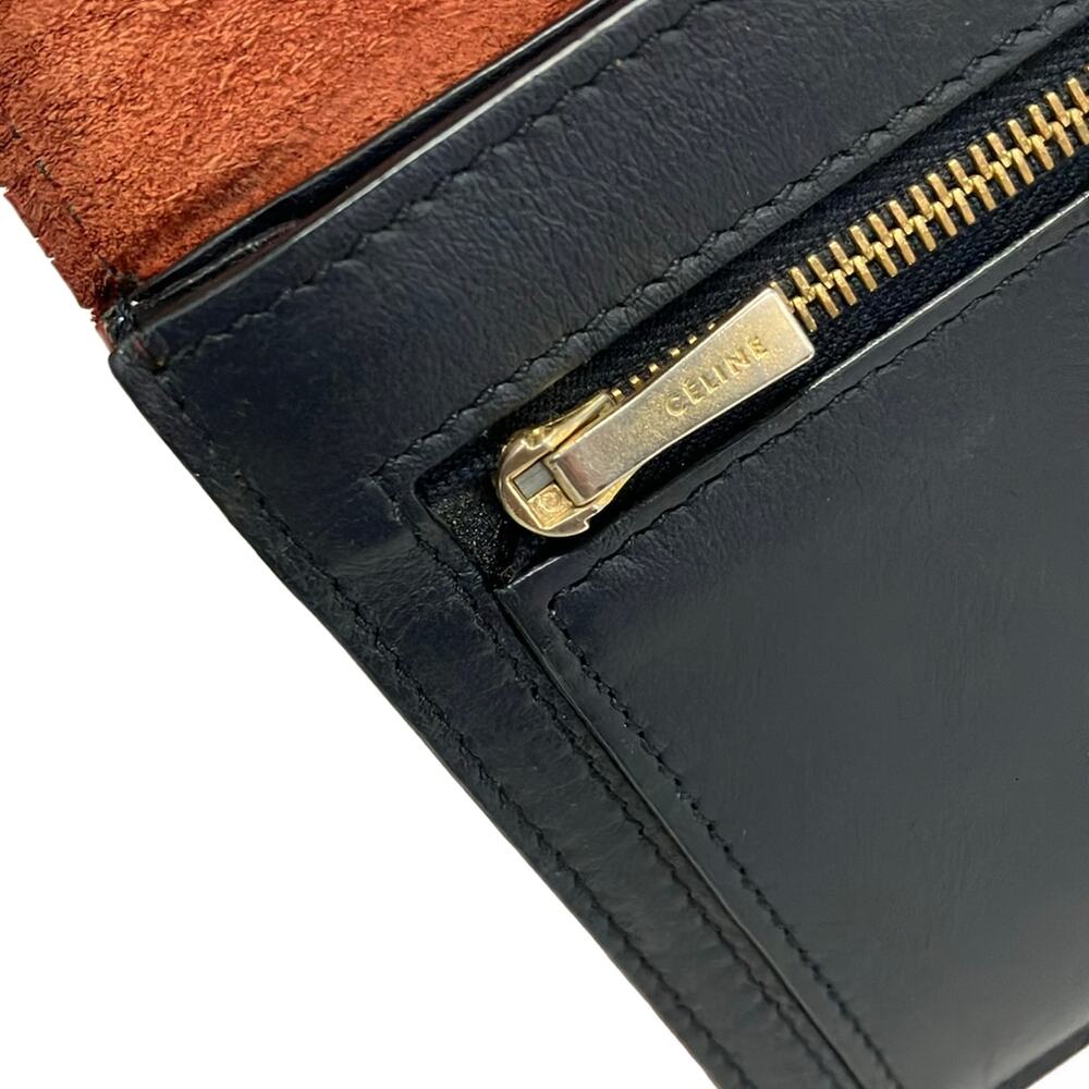 Celine Large Strap Wallet Long Wallet Red Dark Navy - Picture 9 of 9